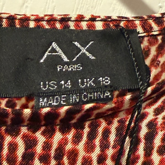 AX Paris Red Patterned Dress Women’s Size 14 NWT - Picture 3 of 8